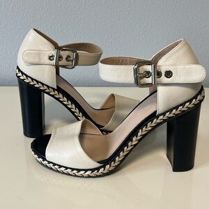 Aquatalia Danielle Ankle Strap Sandals Ivory Leather Shoes Sz 9 Pumps orig $450